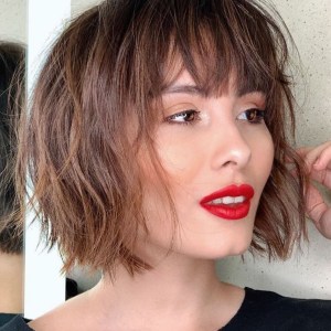 short bob hair style with Wispy bangs