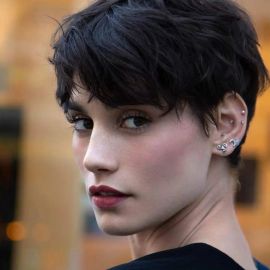 short wavy curly pixie haircut
