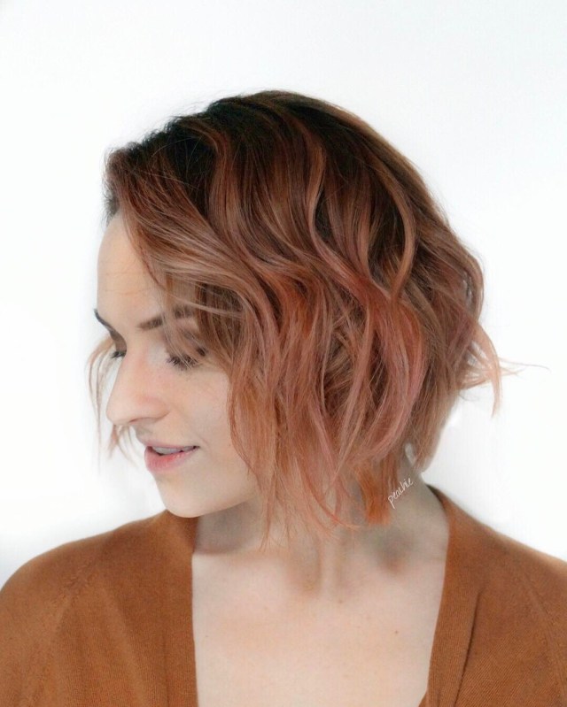 Side Parted Rose Pink bob cut