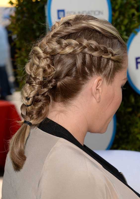 Side View of Kendra Wilkinson Multiple Braids