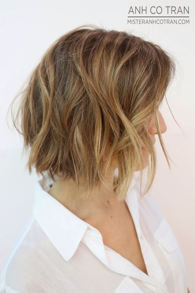 side view of layered short bob haircuts