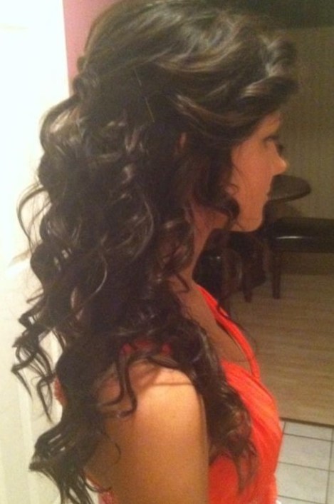 Side View of Long Curly Hairstyle