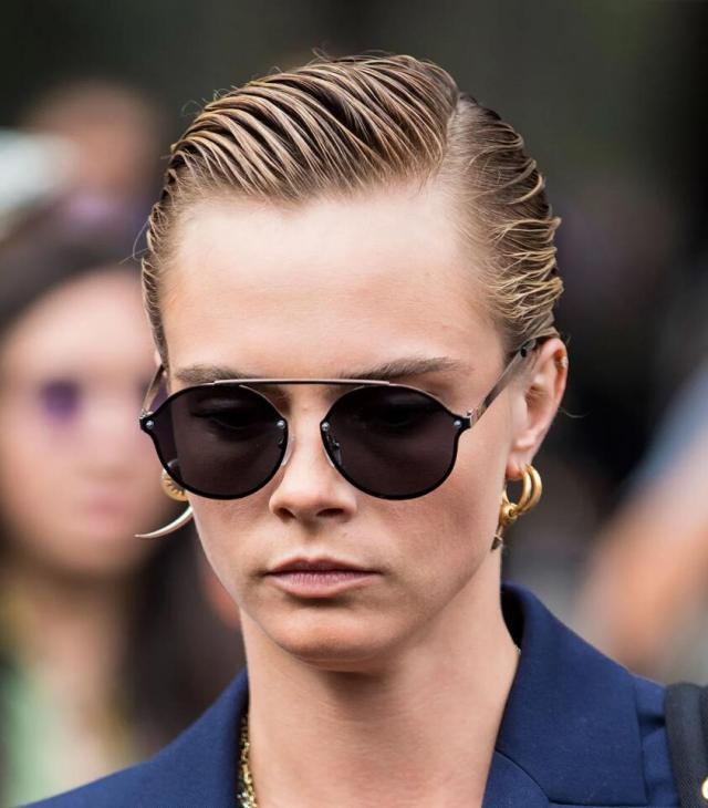 Slicked and combed updo for short hair