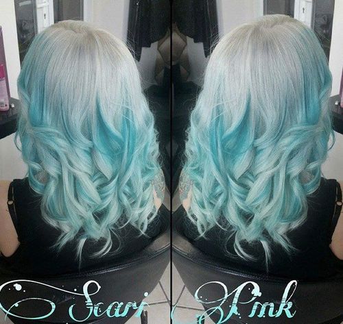 Sliver and Blue Curly Hair