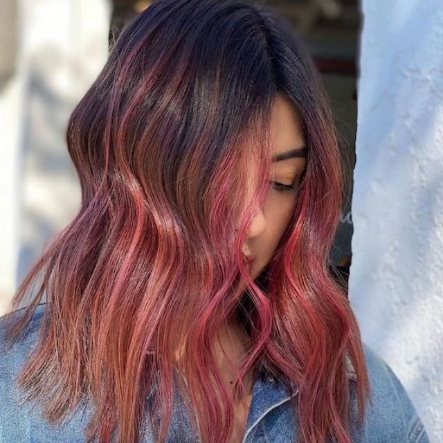hair color ideas 2024: Strawberry Brown Balayage