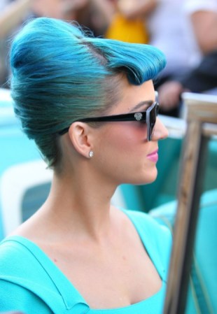 Stylish Blue French Twist Updo with Rolled Bangs Stylish Blue French Twist Updo with Rolled Bangs