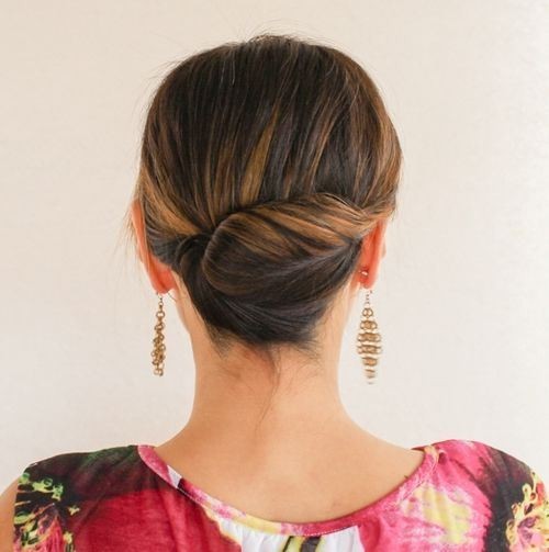 Tight Back Twist Updo For Medium Length Hair