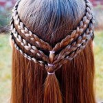 Triple-Braided Half Up Hairstyle for Girls