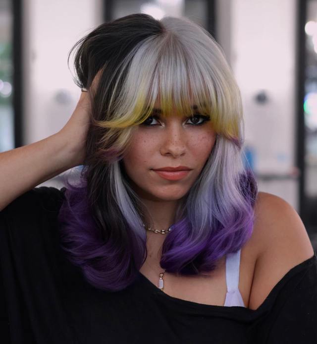 Two Tone hair with curtain bangs
