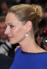 Uma Thurman Hairstyles: Soft Loose Bun Updo Uma Thurman Soft Loose Bun Updo