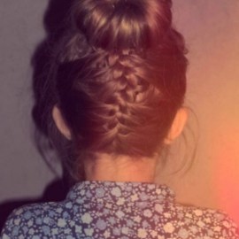Upside Down French Braid Bun Hairstyle