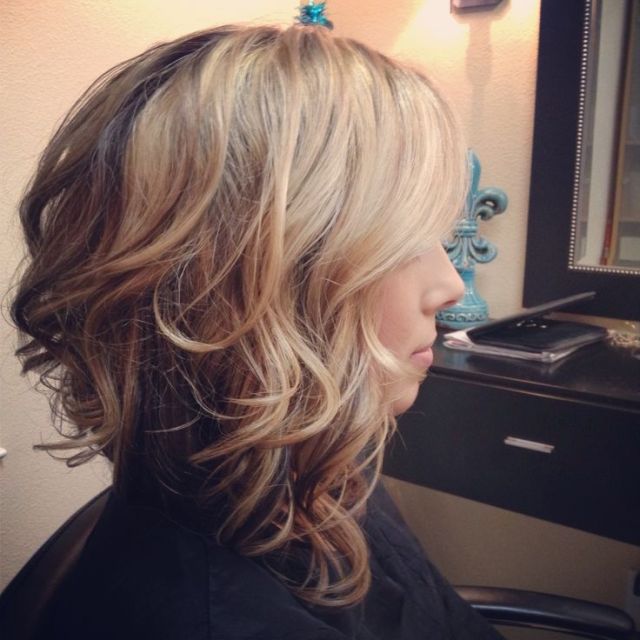 Wavy Asymmetrical Bob hairstyle for women