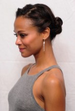 African American Daily Hairstyles : Zoe Saldana Cute Simple Casual Updo Hairstyle African American Daily Hairstyles : Zoe Saldana Cute Casual Updo for Black women